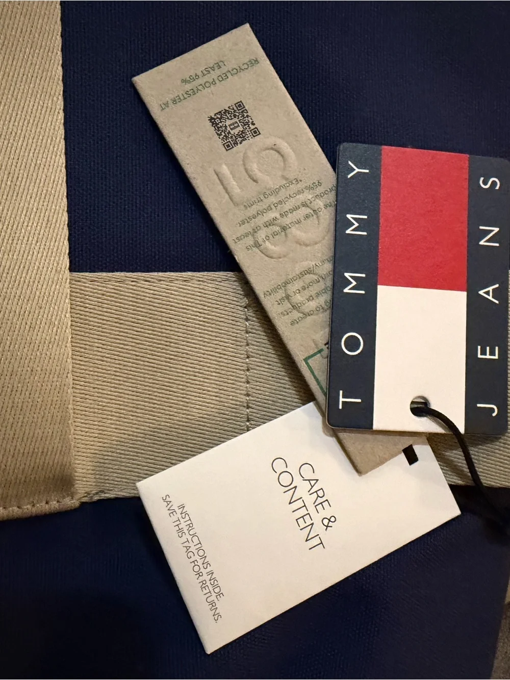 Tommy Hilfiger Navy Duffel with Cream Webbing Straps